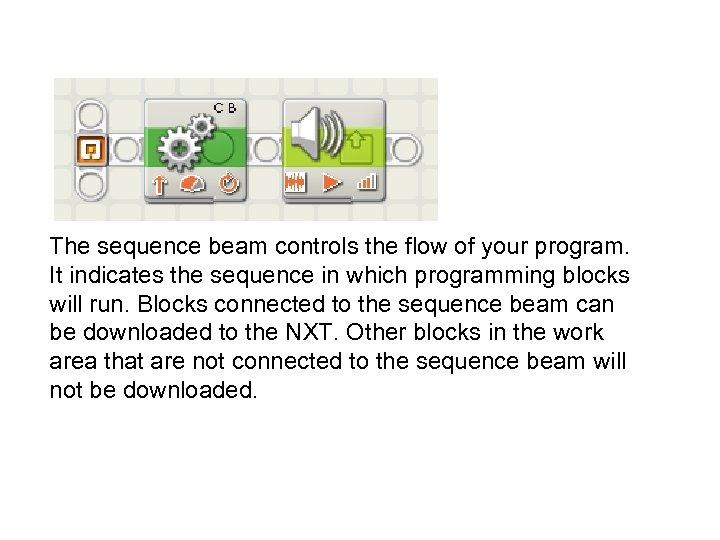 The sequence beam controls the flow of your program. It indicates the sequence in