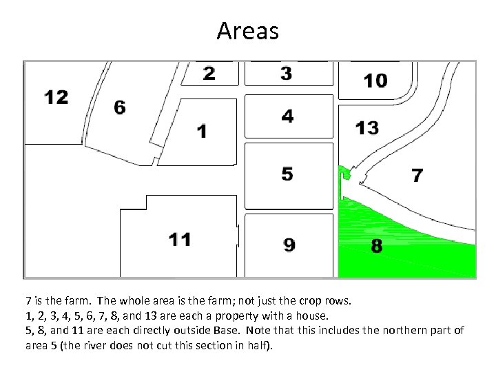 Areas 7 is the farm. The whole area is the farm; not just the