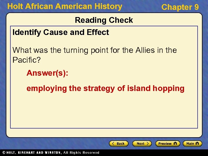 Holt African American History Chapter 9 Reading Check Identify Cause and Effect What was