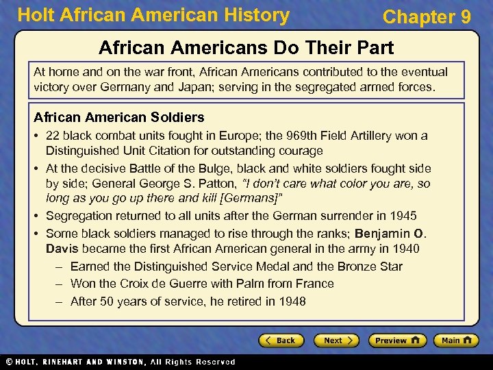 Holt African American History Chapter 9 African Americans Do Their Part At home and