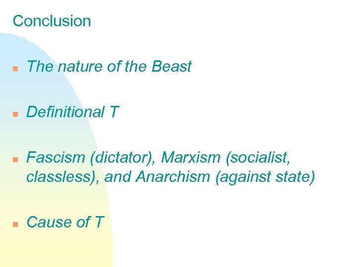 Conclusion n The nature of the Beast n Definitional T n n Fascism (dictator),