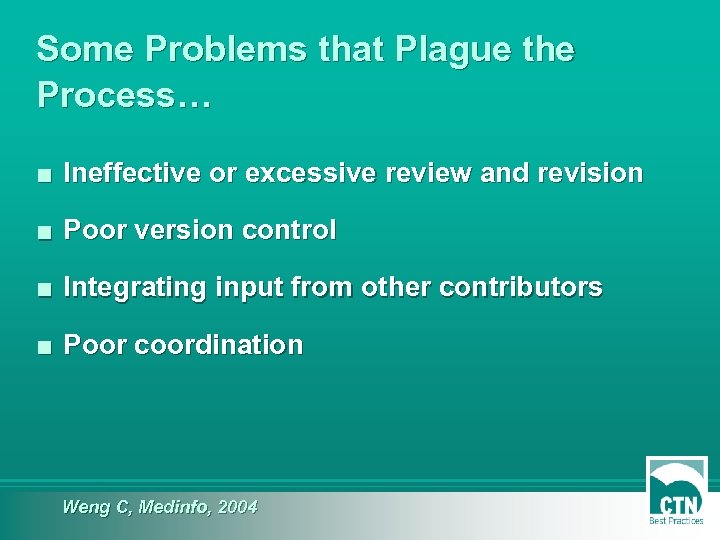 Some Problems that Plague the Process… ■ Ineffective or excessive review and revision ■