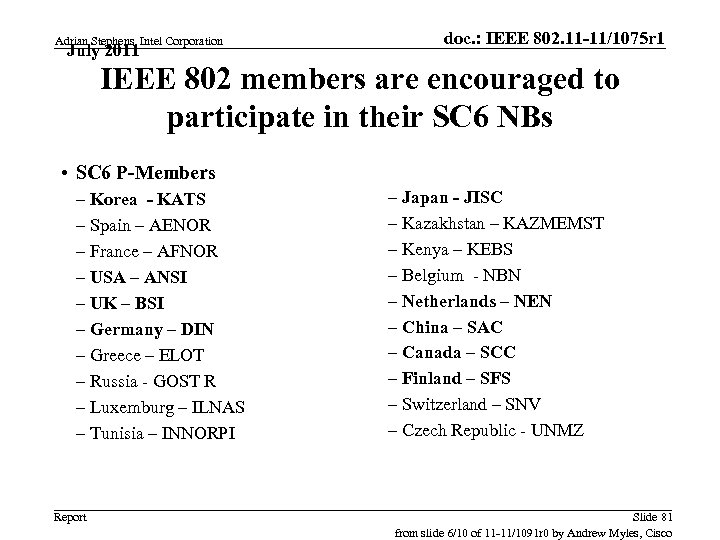 Adrian Stephens, Intel Corporation July 2011 doc. : IEEE 802. 11 -11/1075 r 1