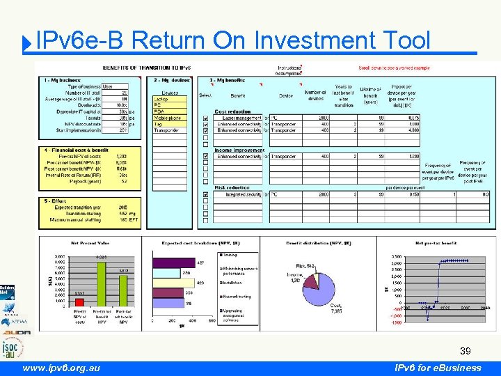 IPv 6 e-B Return On Investment Tool 39 www. ipv 6. org. au IPv