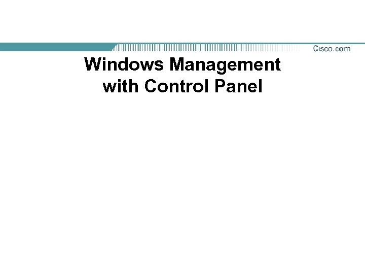 Windows Management with Control Panel 