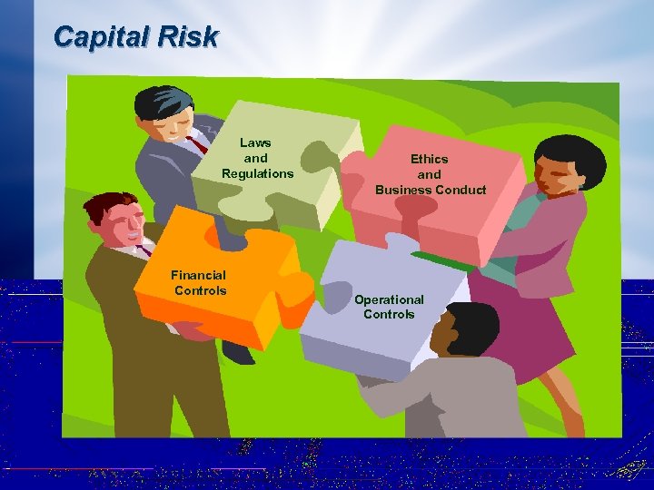 Capital Risk Laws and Regulations Financial Controls Ethics and Business Conduct Operational Controls 