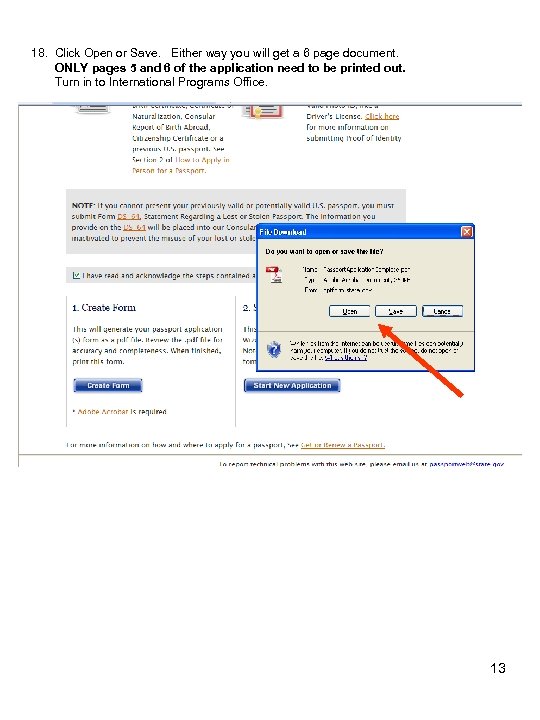 18. Click Open or Save. Either way you will get a 6 page document.