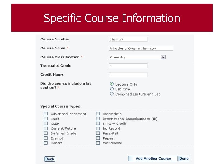 Specific Course Information 