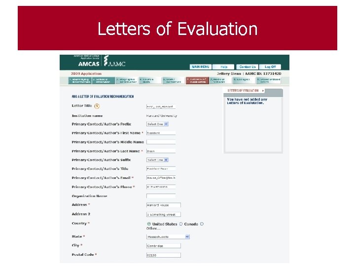 Letters of Evaluation 