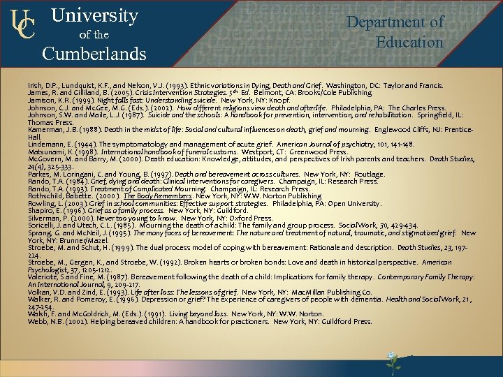 U C University of the Cumberlands Department of Education Department of Education Departmentof Education