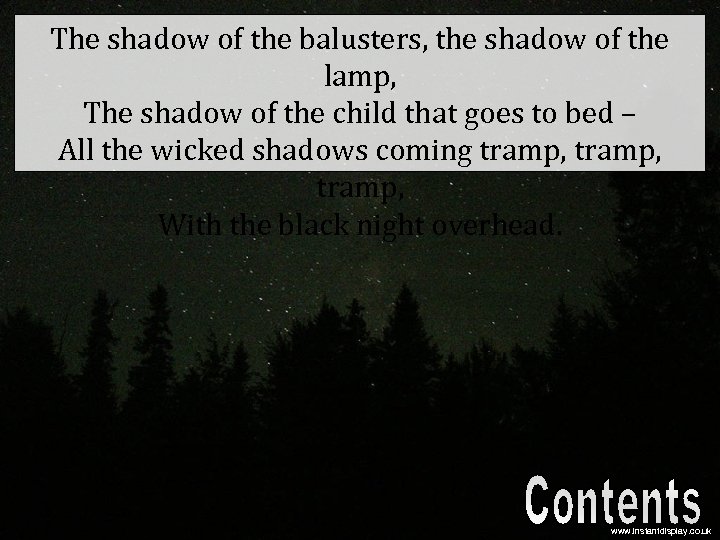 The shadow of the balusters, the shadow of the lamp, The shadow of the