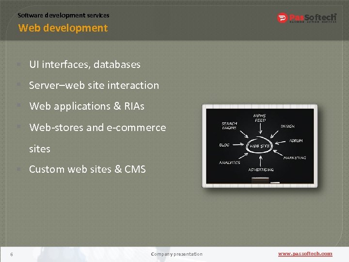 Software development services Web development UI interfaces, databases Server–web site interaction Web applications &