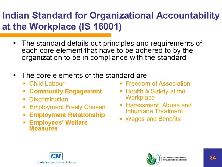 Indian Standard for Organizational Accountability at the Workplace (IS 16001) • The standard details