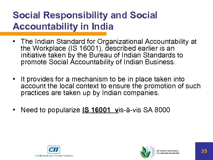Social Responsibility and Social Accountability in India • The Indian Standard for Organizational Accountability