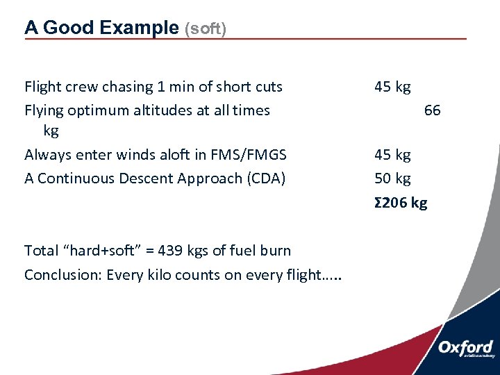 A Good Example (soft) Flight crew chasing 1 min of short cuts Flying optimum