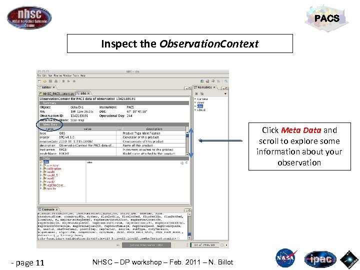 PACS Inspect the Observation. Context Click Meta Data and scroll to explore some information