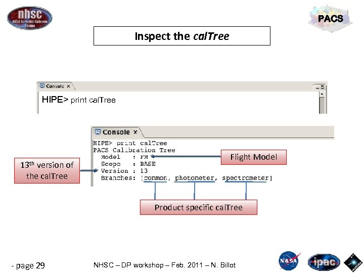 PACS Inspect the cal. Tree HIPE> print cal. Tree 13 th version of the