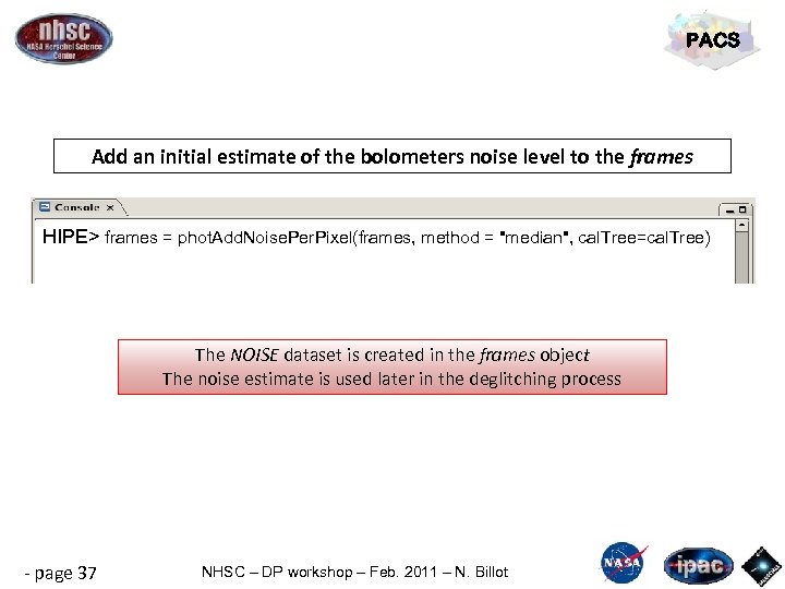 PACS Add an initial estimate of the bolometers noise level to the frames HIPE>