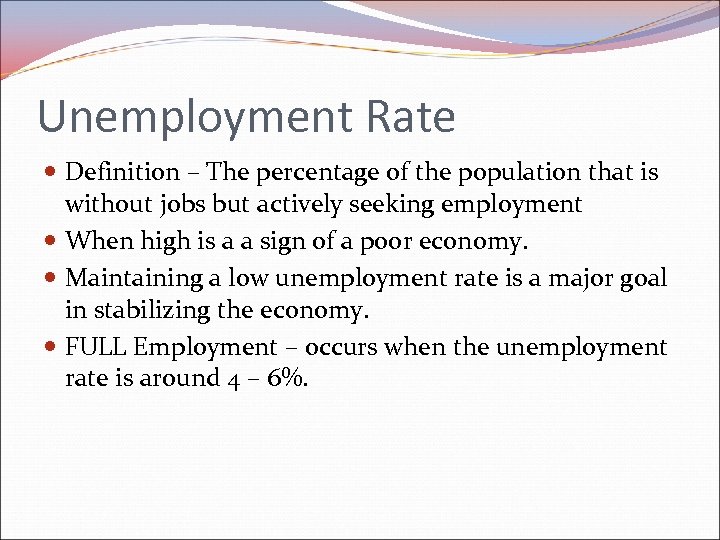 Unemployment Rate Definition – The percentage of the population that is without jobs but