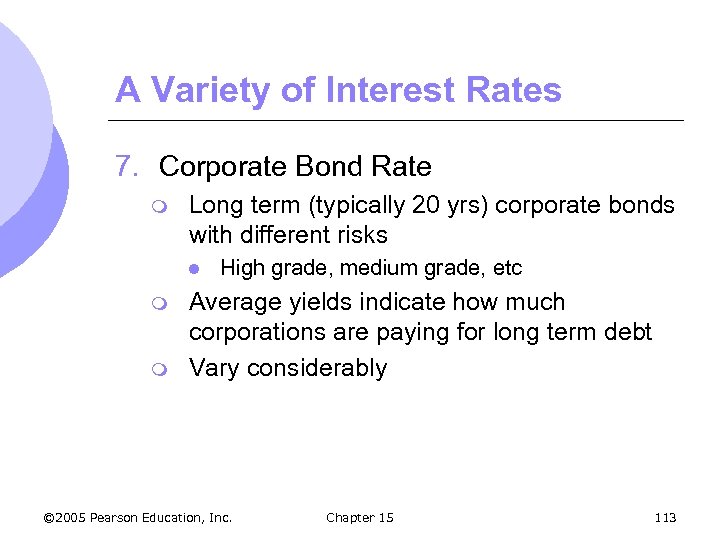 A Variety of Interest Rates 7. Corporate Bond Rate m Long term (typically 20