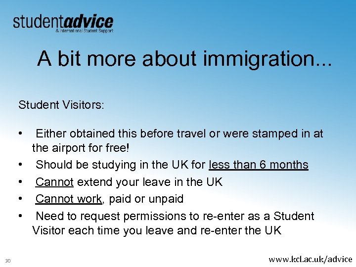 A bit more about immigration. . . Student Visitors: • • • 30 Either