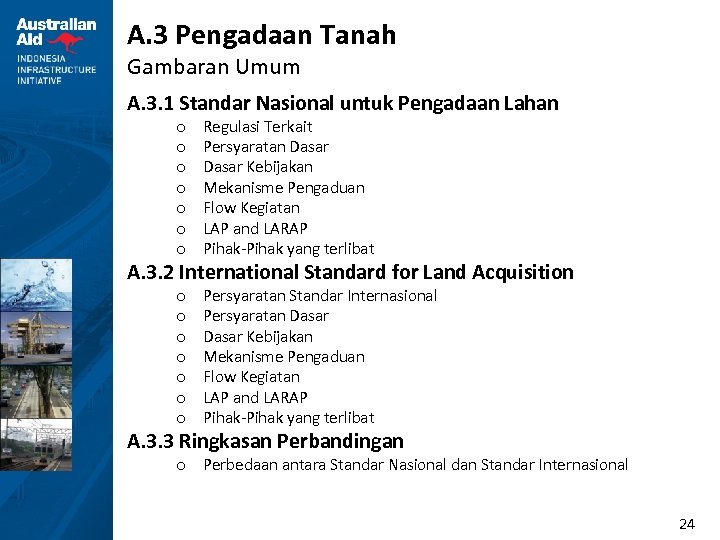 A. 3 Pengadaan Tanah Gambaran Umum A. 3. 1 Standar Nasional untuk Pengadaan Lahan