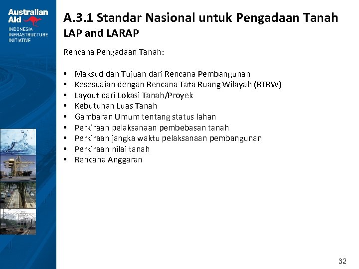 A. 3. 1 Standar Nasional untuk Pengadaan Tanah LAP and LARAP Rencana Pengadaan Tanah: