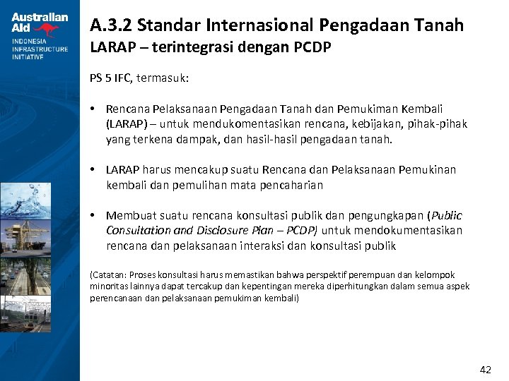 A. 3. 2 Standar Internasional Pengadaan Tanah LARAP – terintegrasi dengan PCDP PS 5