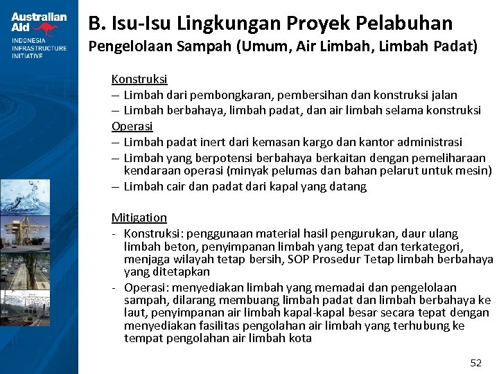 B. Isu-Isu Lingkungan Proyek Pelabuhan Pengelolaan Sampah (Umum, Air Limbah, Limbah Padat) Konstruksi –