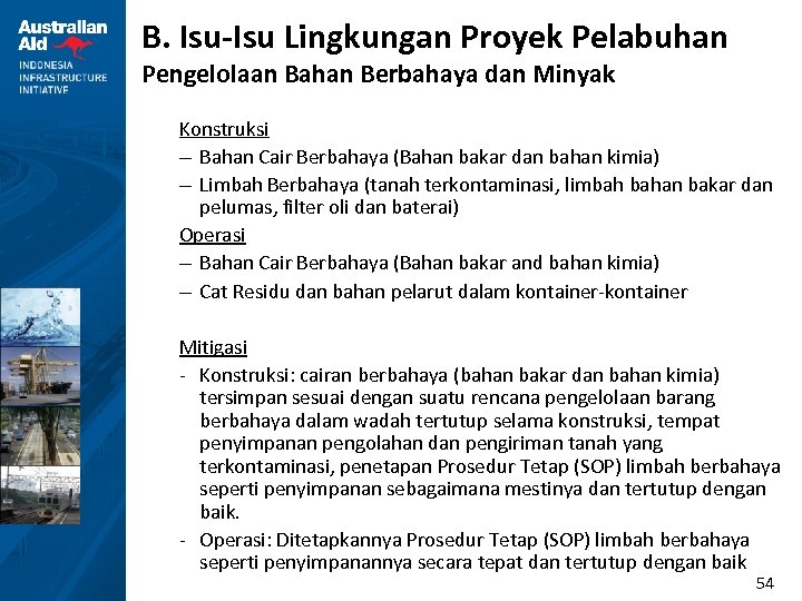 B. Isu-Isu Lingkungan Proyek Pelabuhan Pengelolaan Bahan Berbahaya dan Minyak Konstruksi – Bahan Cair