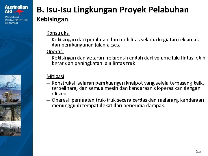 B. Isu-Isu Lingkungan Proyek Pelabuhan Kebisingan Konstruksi – Kebisingan dari peralatan dan mobilitas selama