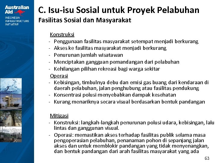 C. Isu-isu Sosial untuk Proyek Pelabuhan Fasilitas Sosial dan Masyarakat Konstruksi - Penggunaan fasilitas