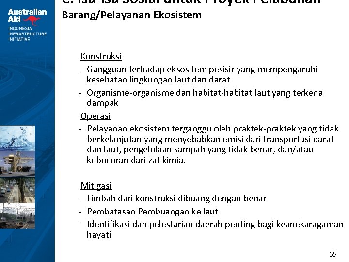 C. Isu-isu Sosial untuk Proyek Pelabuhan Barang/Pelayanan Ekosistem Konstruksi - Gangguan terhadap eksositem pesisir