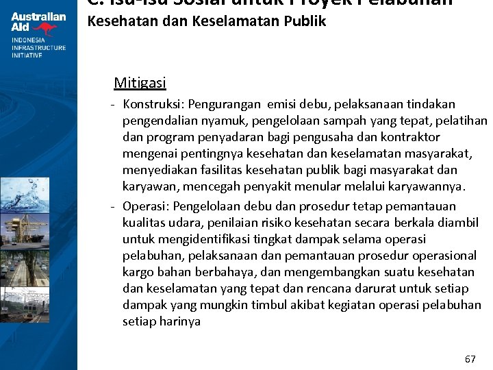 C. Isu-isu Sosial untuk Proyek Pelabuhan Kesehatan dan Keselamatan Publik Mitigasi - Konstruksi: Pengurangan