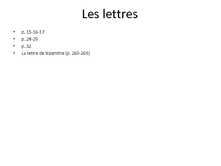 Les lettres • • p. 15 -16 -17 p. 28 -29 p. 32 La