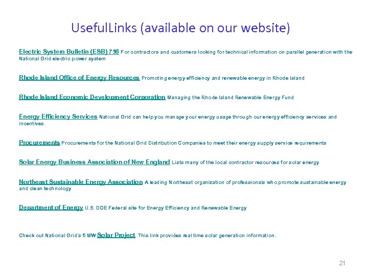 Useful. Links (available on our website) Electric System Bulletin (ESB) 756 For contractors and