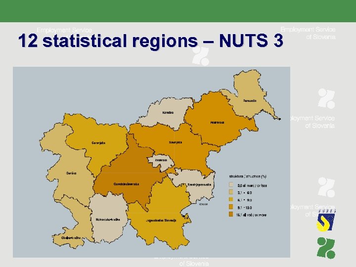12 statistical regions – NUTS 3 