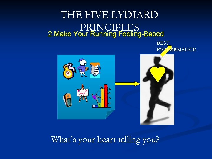 THE FIVE LYDIARD PRINCIPLES 2. Make Your Running Feeling-Based BEST PERFORMANCE What’s your heart