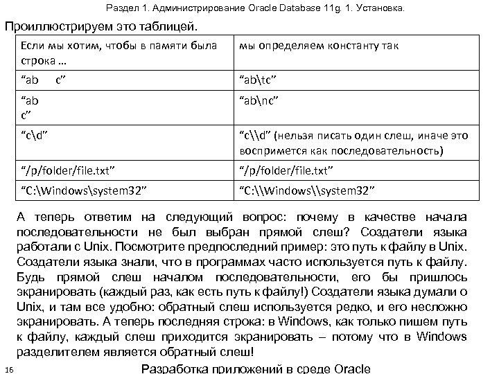 Раздел 1. Администрирование Oracle Database 11 g. 1. Установка. Проиллюстрируем это таблицей. Если мы