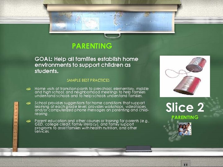 PARENTING GOAL: Help all families establish home environments to support children as students. SAMPLE