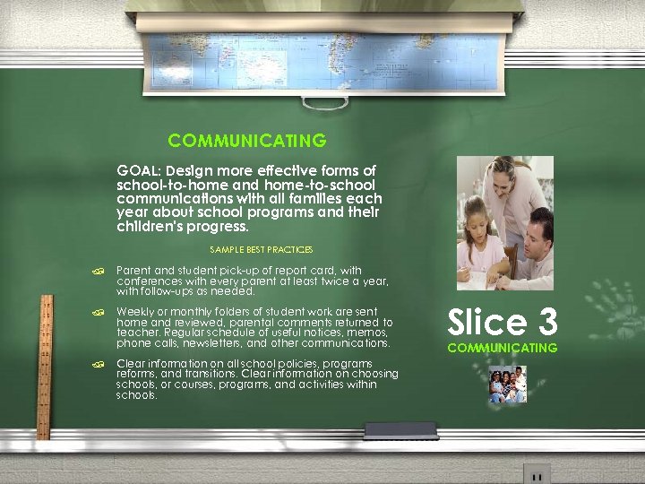 COMMUNICATING GOAL: Design more effective forms of school-to-home and home-to-school communications with all families
