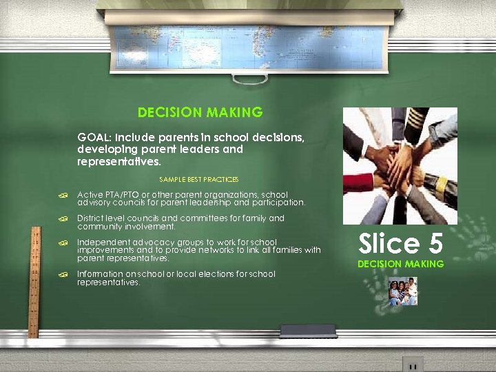 DECISION MAKING GOAL: Include parents in school decisions, developing parent leaders and representatives. SAMPLE