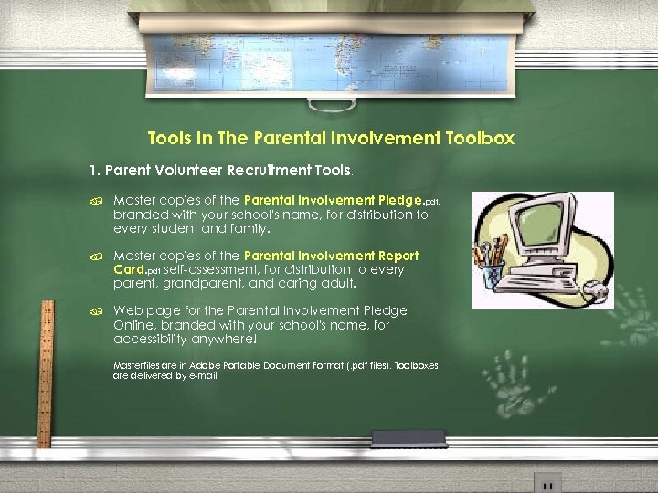 Tools In The Parental Involvement Toolbox 1. Parent Volunteer Recruitment Tools. / Master copies