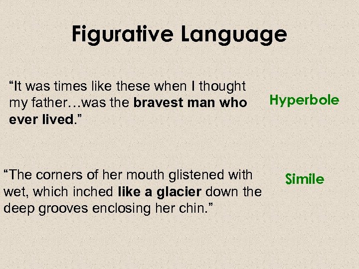 Figurative Language “It was times like these when I thought my father…was the bravest