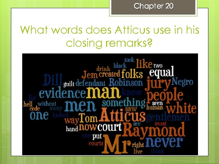 Chapter 20 What words does Atticus use in his closing remarks? 