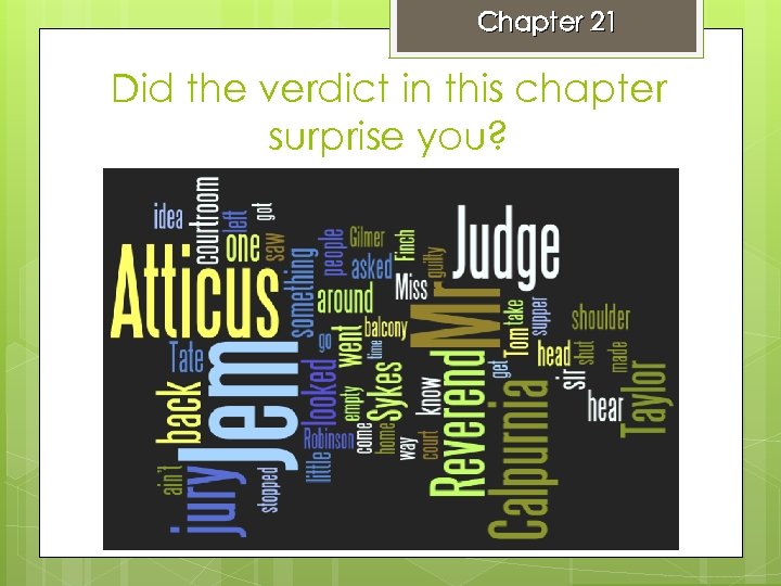 Chapter 21 Did the verdict in this chapter surprise you? 