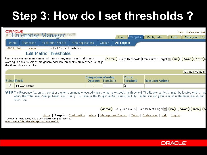 Step 3: How do I set thresholds ? 