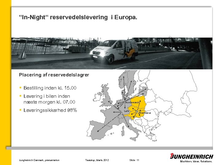 “In-Night“ reservedelslevering i Europa. Placering af reservedelslagrer § Bestilling inden kl. 15. 00 §