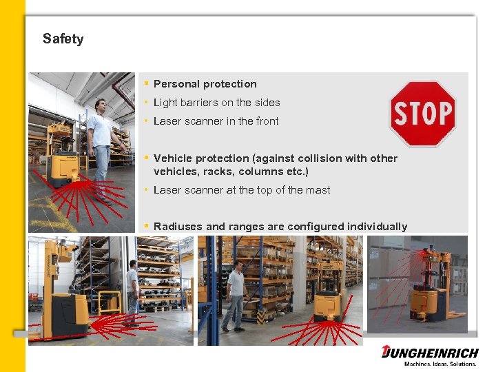 Safety § Personal protection • Light barriers on the sides • Laser scanner in