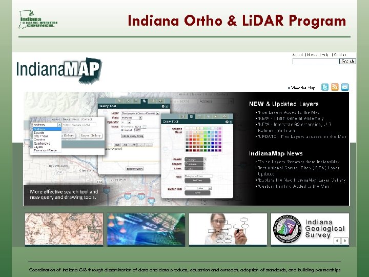 Indiana Ortho & Li. DAR Program Coordination of Indiana GIS through dissemination of data